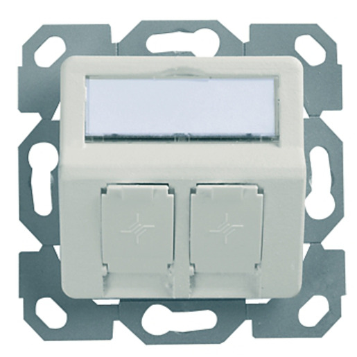 1St. Modul-Aufnahme 50x50, 2-fach, UP/50 BR unbestückt, für Unterputz-Anwendungen, perlweiß, 30 Auslass