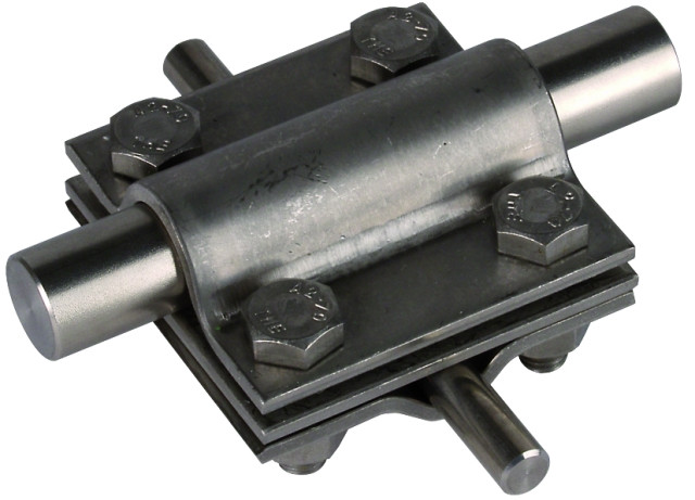 1St. Dehn 319219 Kreuzstück NIRO (V4A) f. Rd 8-10/16mm - Rd 16/Fl 30mm m. Zwischenplatte KS 8.10 16 FL30 ZP V4A...