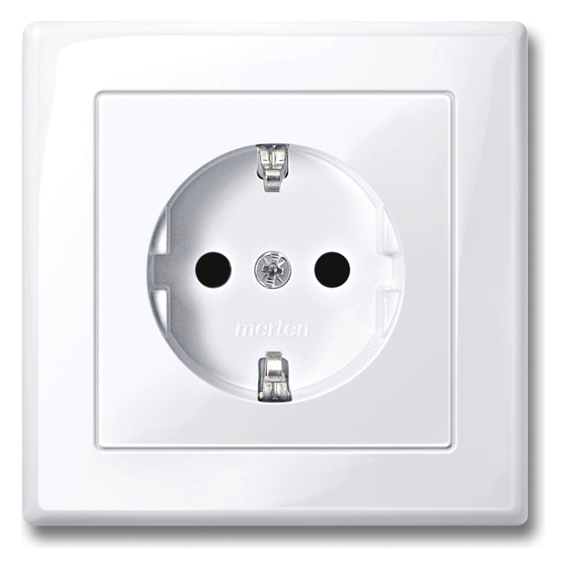 1St. Merten MEG2300-1425 Steckdose mit voller Abdeckplatte, erhöhter Berührungsschutz, Steckklemmen, aktivweiß glänzend,
