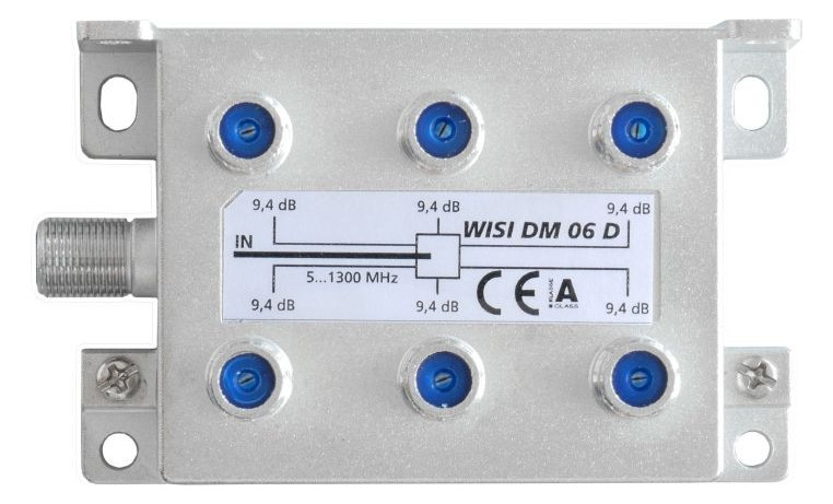 1St. Wisi Verteiler 6-fach DM06D 5-1300MHz 9,4dB Klasse A (+10dB)