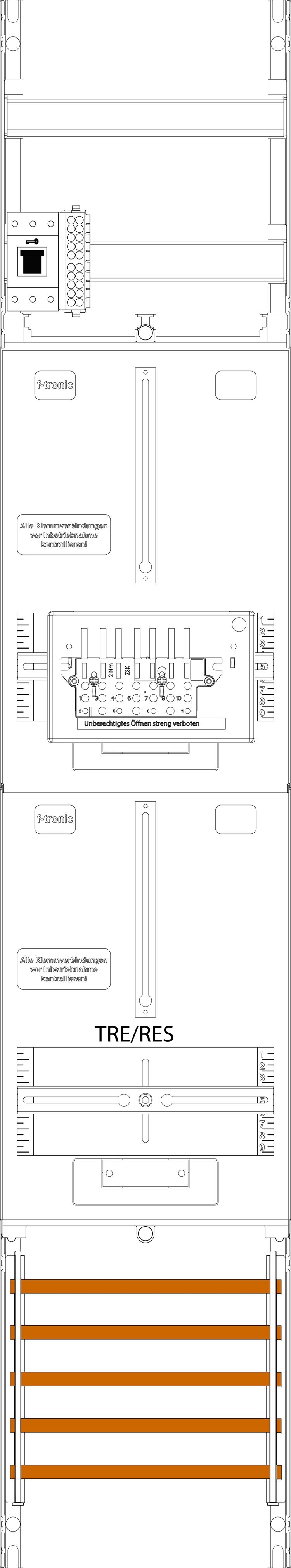 1St. F-Tronic ZR6-ZSK-HSS Zählerfeld ZR6-ZSK-HSS, 1-feldrig, H=1350mm, 1-3.HZ, 1 ZSK-Set, 1 HSS, 1 TRE 7143552