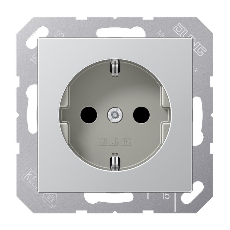 1St. Jung A1520KIAL Schuko-Steckdose 16 A 250 V Berührungsschutz A 1520 KI aluminium matt