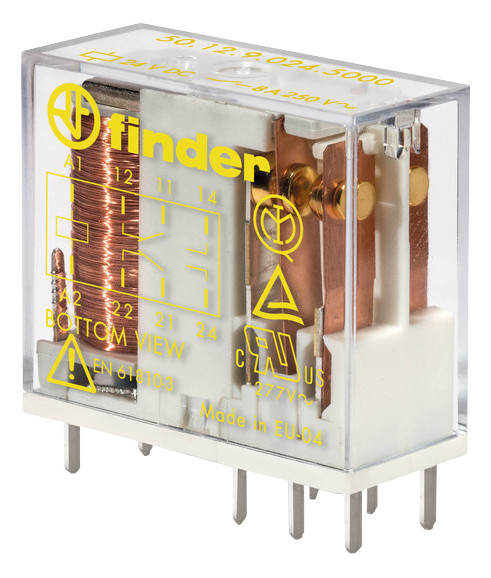 1St. Finder 501290245000 Relais mit zwangsgeführten Kontakten, 2 Wechsler 8 A hartvergoldet, Spule 24 V DC 50.12.9.024.5000 1St. Finder 501290245000 Relais mit zwangsgeführten Kontakten, 2 Wechsler 8 A hartvergoldet, Spule 24 V DC 50.12.9.024.5