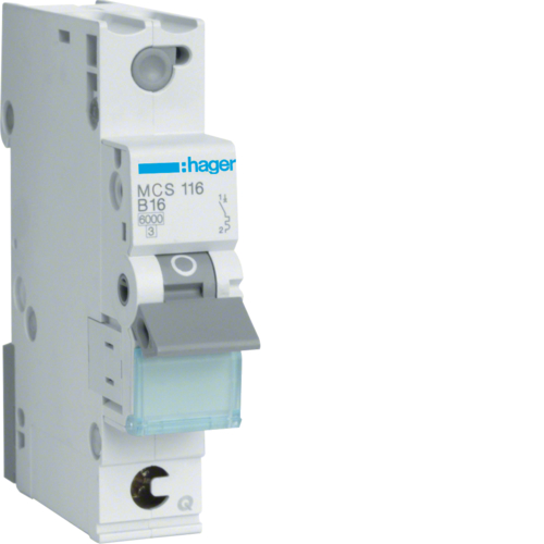 1St. Hager MCS116 Leitungsschutzschalter 1 polig 6kA C 16A QC 1 Modul...