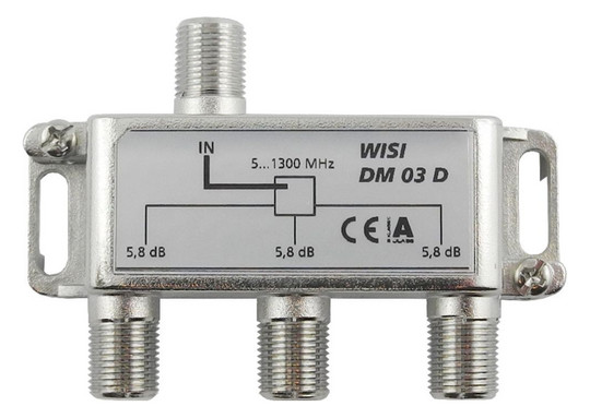 1St. Wisi Verteiler 3-fach DM03D 5-1300MHz 5,8dB Klasse A (+10dB)