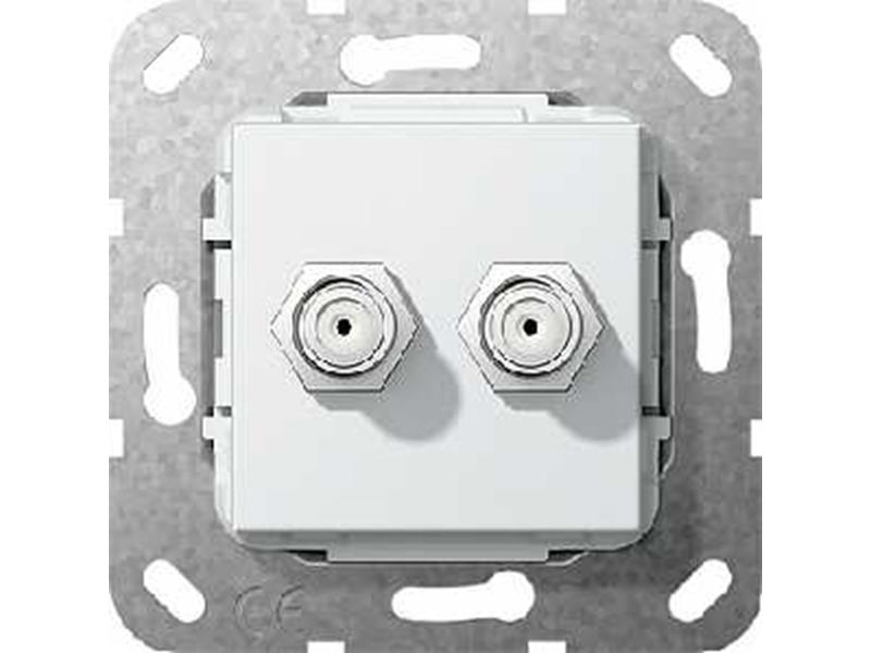 1St. Gira 565103 SAT F Buchse 2fach Gender Changer Einsatz Reinweiß glänzend