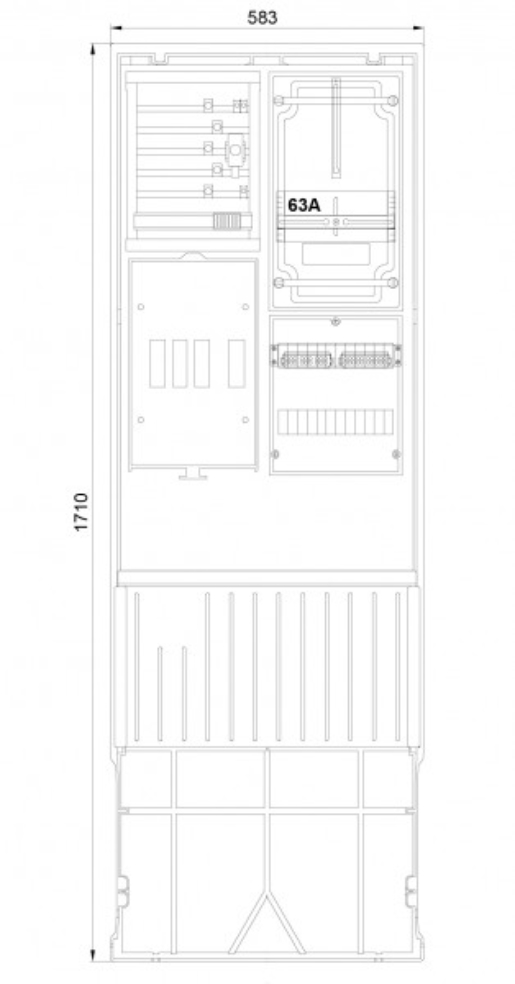 1St. F-Tronic ZSA172-2-ZK-TSG-HAK Zähleranschlusssäule 2-feldrig, H=1710mm, 3.HZ, Haube geschl., ZSA172-2-ZK-TSG-HAK-HG 7160025