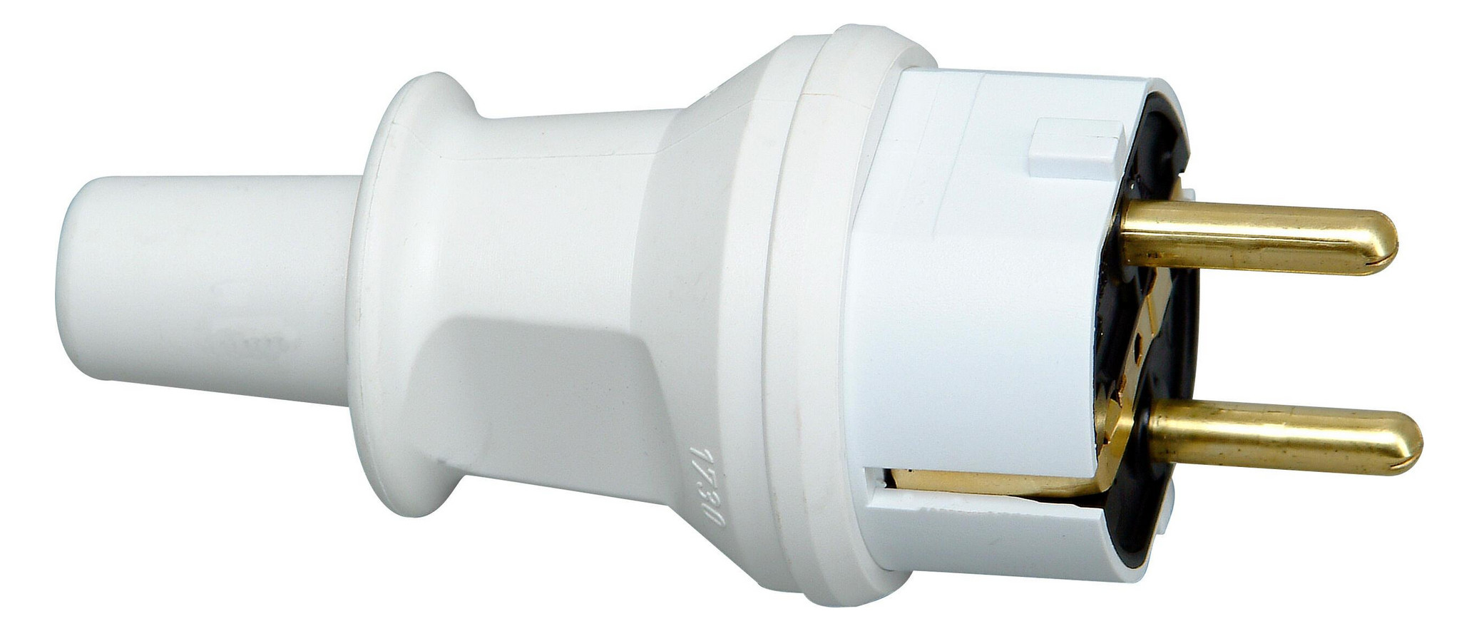 10St. KOPP SCHUKO-Stecker 173002007 mit Knickschutz arktisch-weiss groß