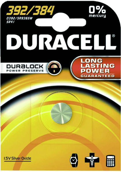 1St. Duracell Batterie D392/384 067929 Silberoxid 1,55V SR41 45mAh 1er Blister