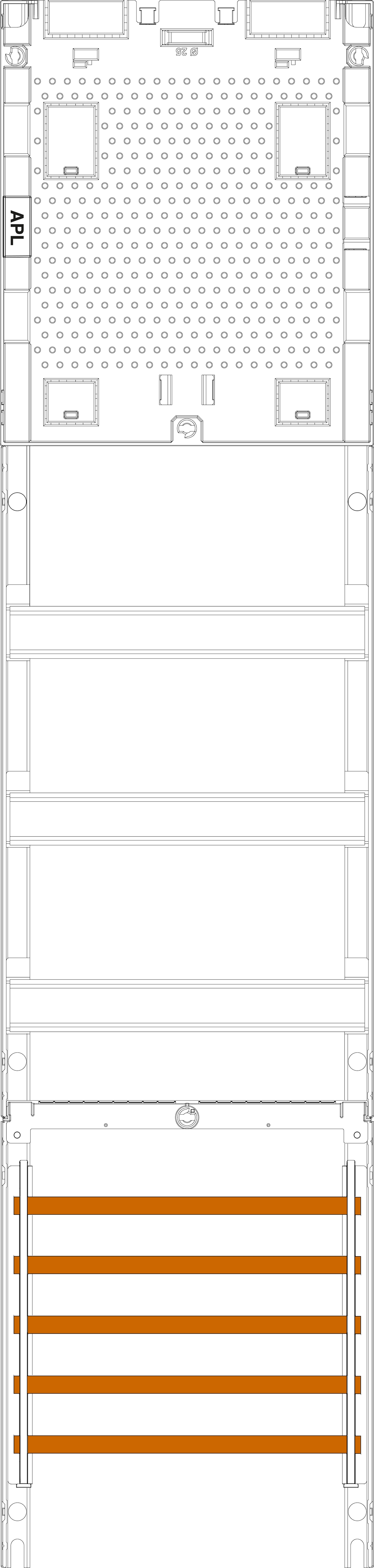 1St. F-Tronic 7RFZAPZS Verteilerfeld 7RFZAPZS, 1-feldrig, H=1050mm, 3-reihig, APZ-Platz inkl. APL,SaS 5-pol. 7141644