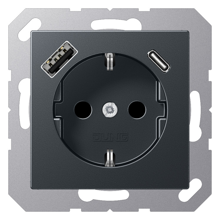 1St. Jung A1520-15CAANM Steckdose mit USB Typ AC, anthrazit matt