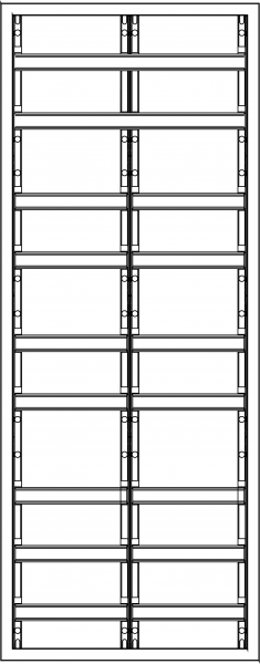 1St. F-Tronic VS2-9-RK Verteilerschrank VS2-9-RK, 2-feldrig, 9r, Reihenklemmen, 1400x550x210mm 7110729