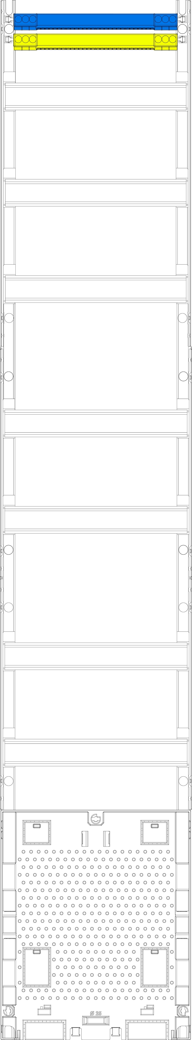 1St. F-Tronic V19APZO Verteilerfeld V19APZO,H=1350mm, 1-feldrig, 7-reihig, APZ-Platz, ohne APL-Set 7143626