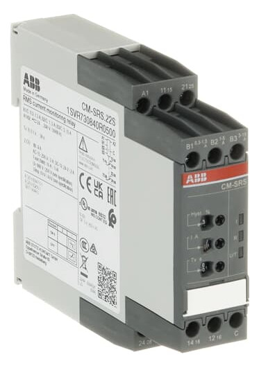 1St. ABB CM-SRS.22S Stromüberwachungsrelais 2We,B-C=0,3-15A RMS, 24-240VAC/DC 1SVR730840R0500