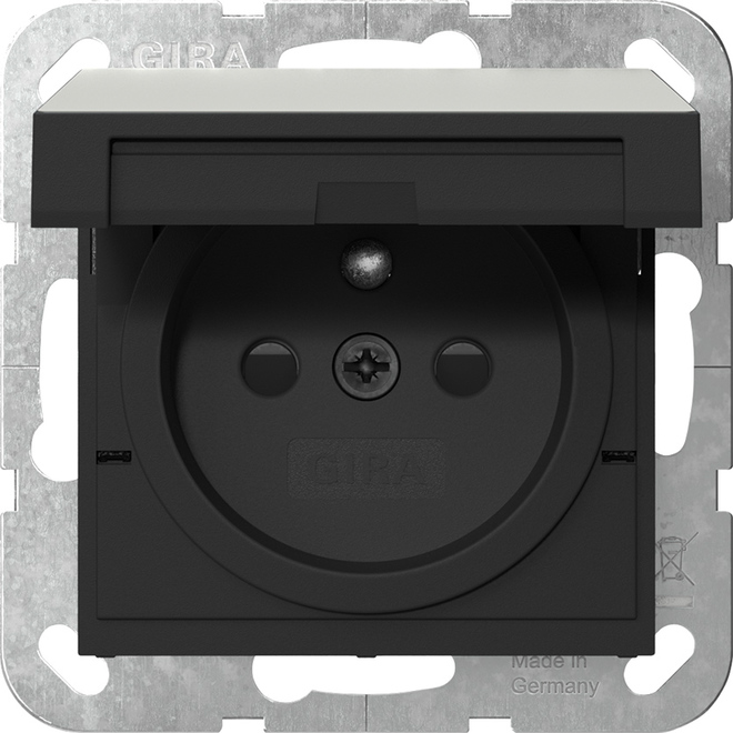 1St. Gira 4488600 Steckdose mit Erdungsstift 16A 250V Klappdeckel und Shutter, Edelstahl