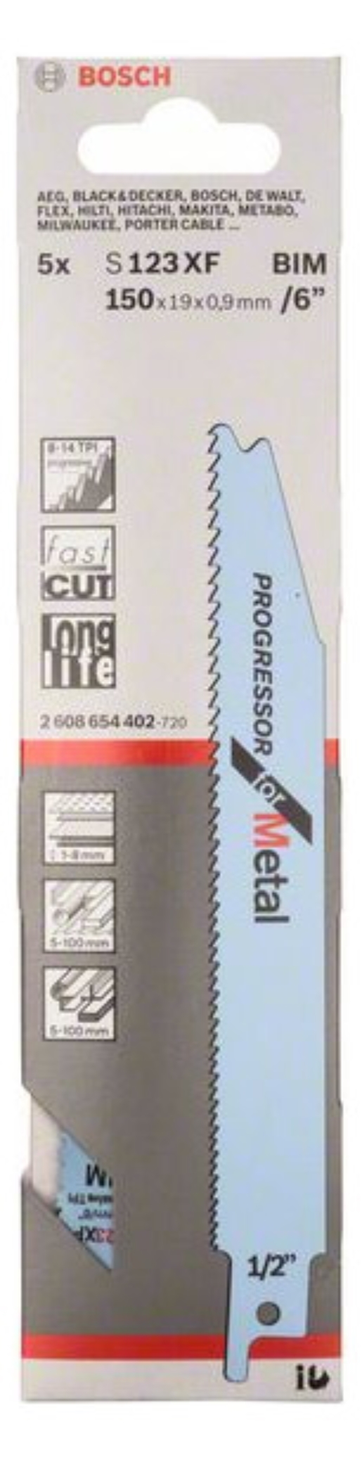 1St. Bosch 2608654402 Säbelsägeblatt S 123 XF Progressor for Metal