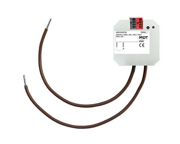 1St. MDT Schaltaktor 1-fach, UP, AKS-01UP.03 230 V AC, C-Last, Standard, 140 F