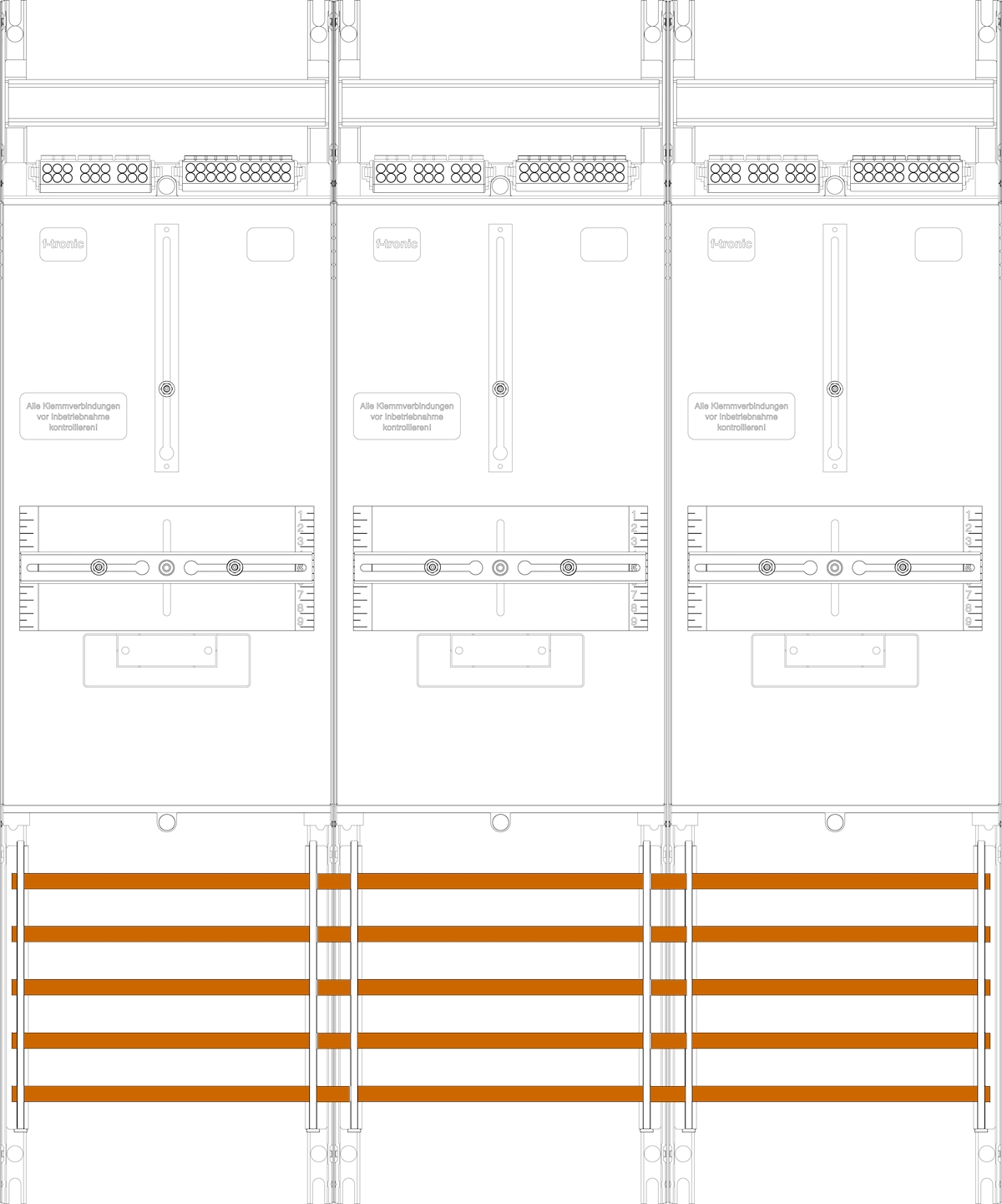 1St. F-Tronic Z314 Zählerfeld Z314, 3-feldrig, H=900mm, 3-3.HZ 7140174