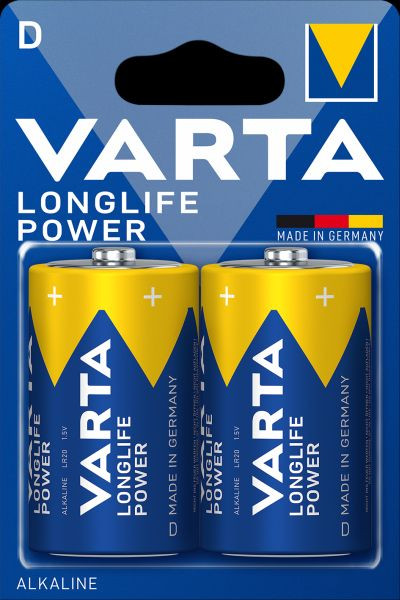 1Pk Varta Longlife Power 04920121412 Blister=2 Mono Alkali LR20 1Pk Varta Longlife Power 04920121412 Blister=2 Mono Alkali LR20