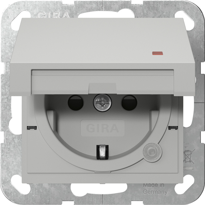 1St. Gira 4552015 Steckdose 16A 250V mit Klappdeckel, Kontrolllicht und Shutter, Grau matt