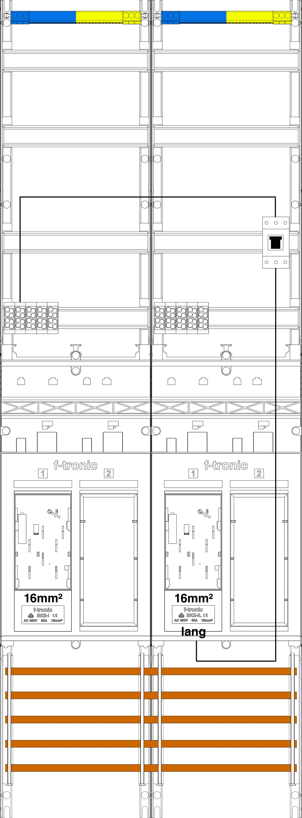 1St. F-Tronic ER29-16L-PV Zählerfeld ER29-16L-PV, 2-feldrig,H=1350mm,2-eHZ 16mm², Kaskade, 1 HSP, 2 Res. 7143025