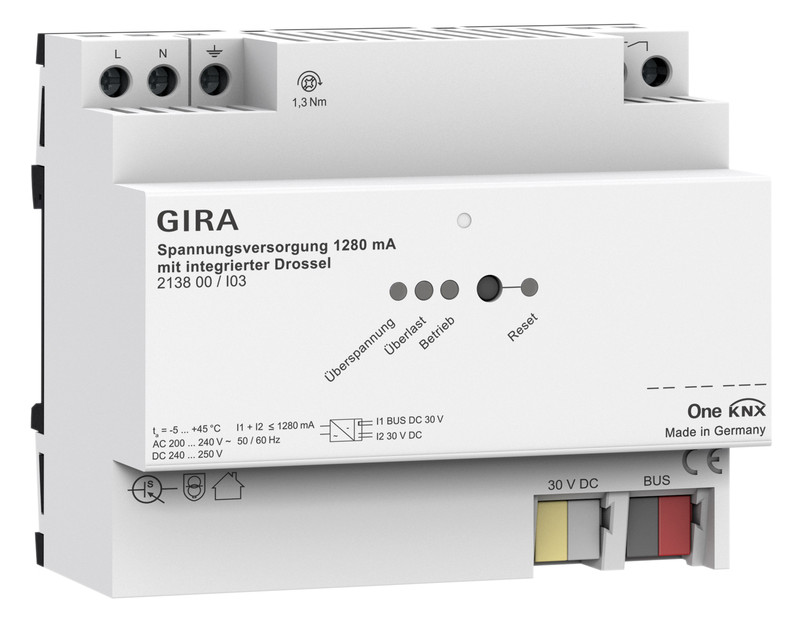 1St. Gira 213800 Spannungsversorgung 1280 mA Drossel KNX REG