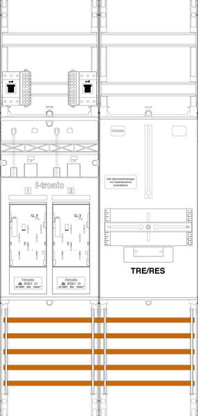 1St. F-Tronic E16DSR1B-HSS Zählerfeld E16DSR1B-HSS, 2-feldrig, H=1050mm, 2-eHZ mit, DS, 2 HSS, 1 TRE 7141274
