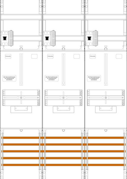 1St. F-Tronic Z31B-HSP Zählerfeld Z31B-HSP, 3-feldrig, H=1050mm, 3-3.HZ, 3 HSP 7141355
