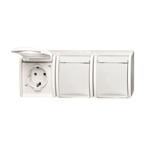 1St. Busch-Jaeger 2300/3 EWN-54 SCHUKO Steckdose, 3-fach ocean (IP 44) alpinweiß