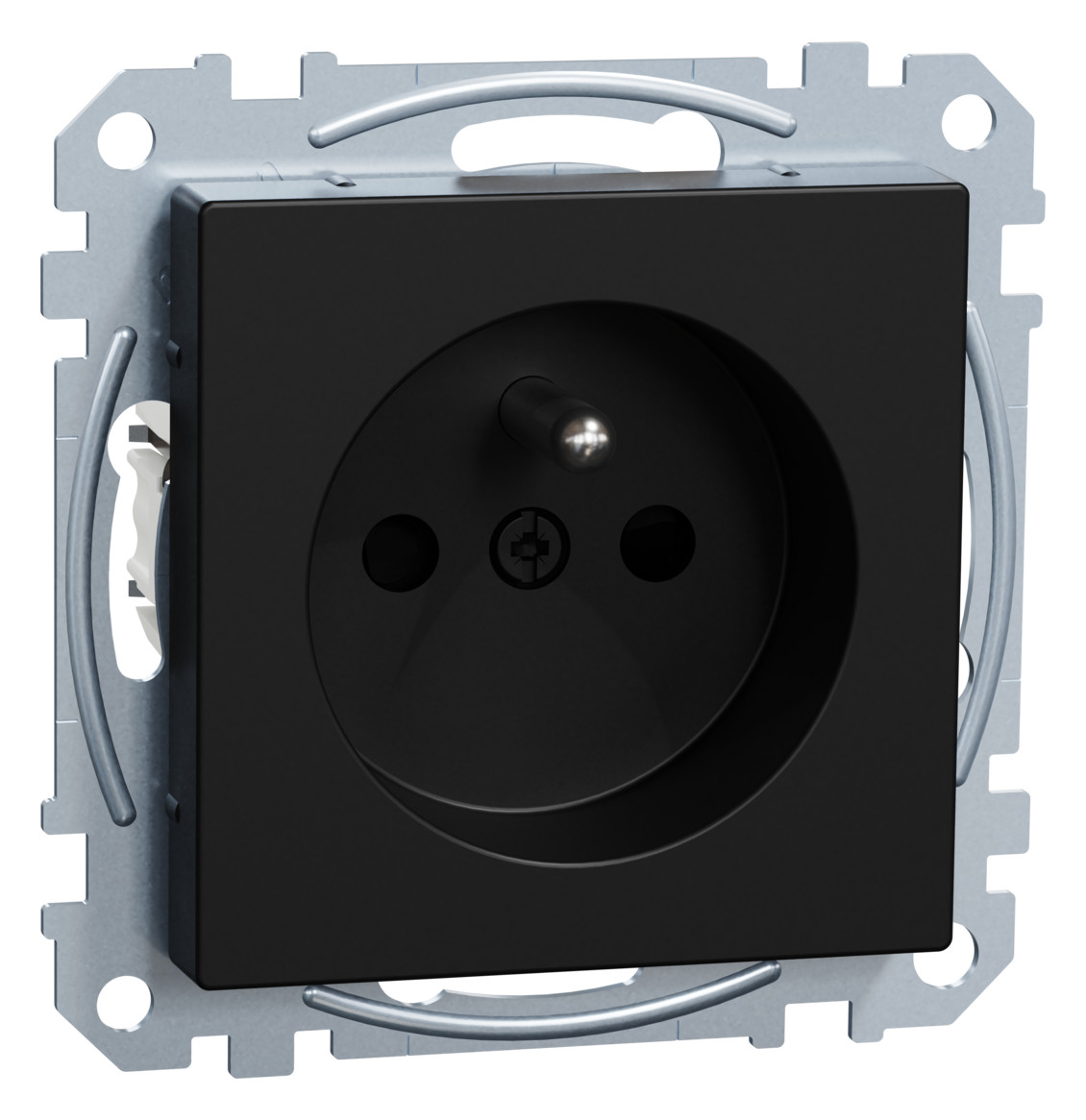 1St. Merten MEG2500-0403 Steckdose mit Schutzkontaktstift, Berührungsschutz, Steckklemmen, schwarz matt, System M Ocean
