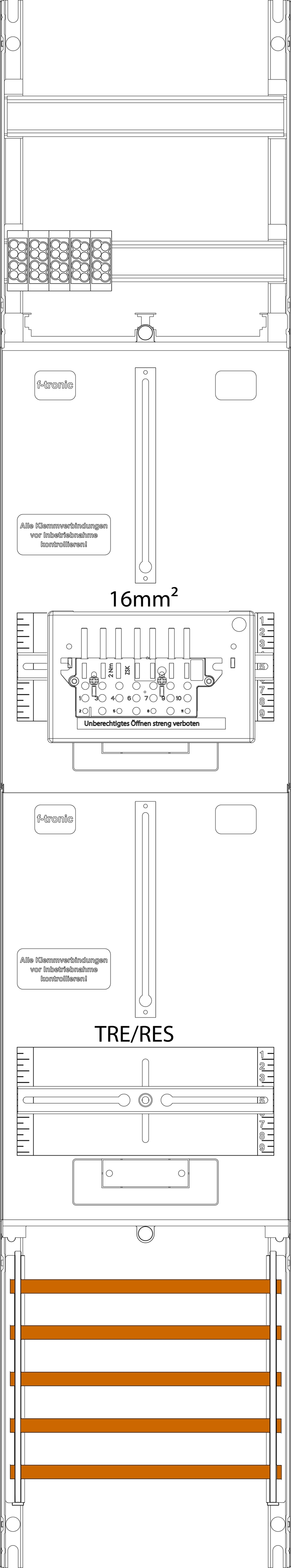 1St. F-Tronic ZR6-16-ZSK Zählerfeld ZR6-16-ZSK,H=1350mm, 1-feldrig, 1-3.HZ 16mm², 1 ZSK-Set, 1 TRE 7143465