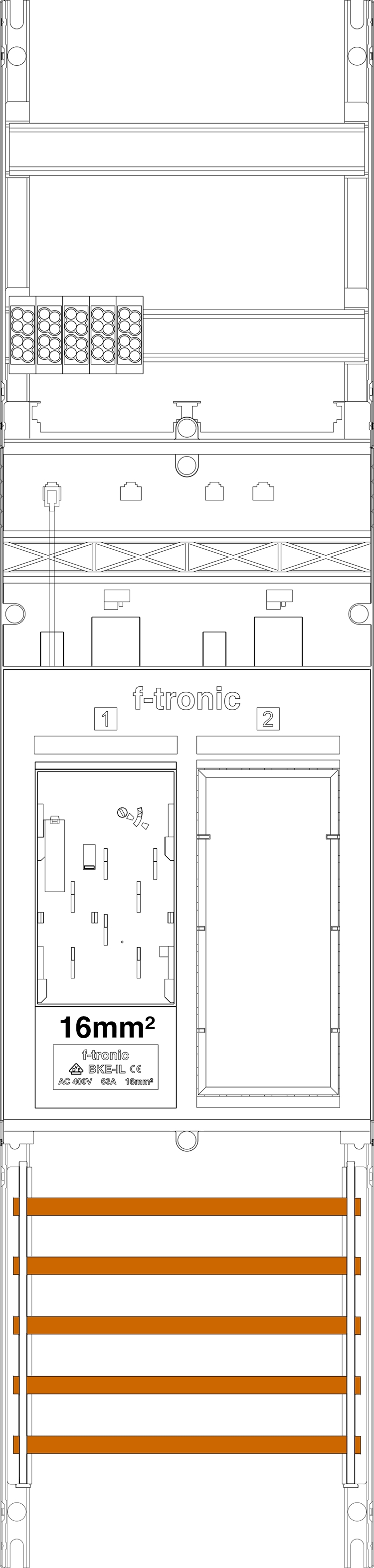 1St. F-Tronic ER6DS-16L Zählerfeld ER6DS-16L,1-feldrig, H=1050mm, 1-eHZ 16mm² lange, Kabel mit DS, 1 Res. 7141155
