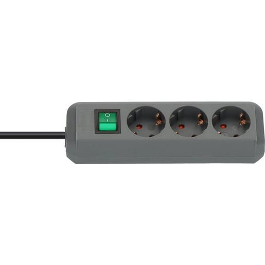 1St. Brennenstuhl 1152340015 Eco-Line Steckdosenleiste mit Schalter 3-fach silbergrau 1,5m H05VV-F 3G1,5