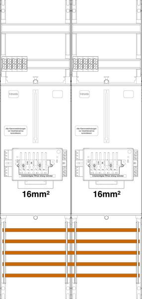 1St. F-Tronic Z21B-16-ZSK Zählerfeld Z21B-16-ZSK, 2-feldrig, H=1050mm, 2-3.HZ, 16mm², 2 ZSK-Set 7141459
