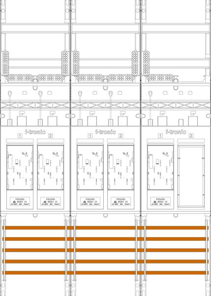 1St. F-Tronic E216ER6DS Zählerfeld E216ER6DS,3-feldrig, H=1050mm, 5-eHZ mit DS, 1 Res. 7141171