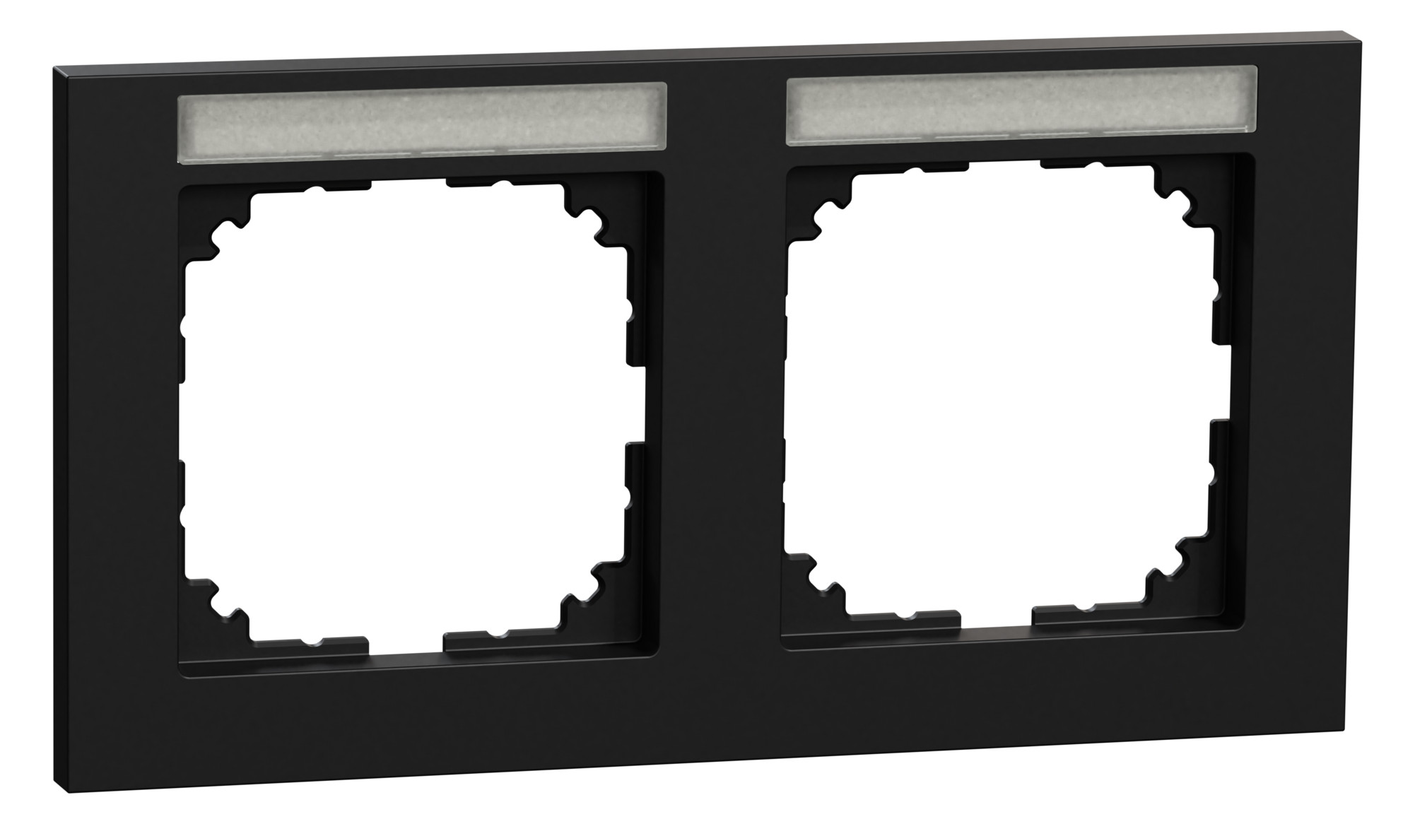 1St. Merten MEG4021-3603 M-Pure-Rahmen, 2fach mit Beschriftungsträger, waagerechte Montage, schwarz matt Ocean Plastic