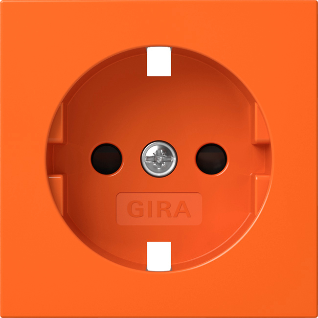 1St. Gira 4921109 Abdeckung für Steckdose 16A 250V mit Shutter mit oranger Abdeckung und Aufdruck ZSV, Orange glä