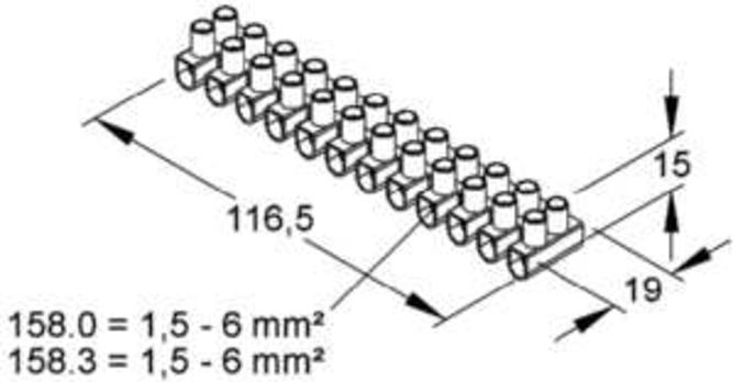 10St. Kleinhuis 158.3 Anschlussklemme 1,5-6qmm 12-polig Weiss 1583