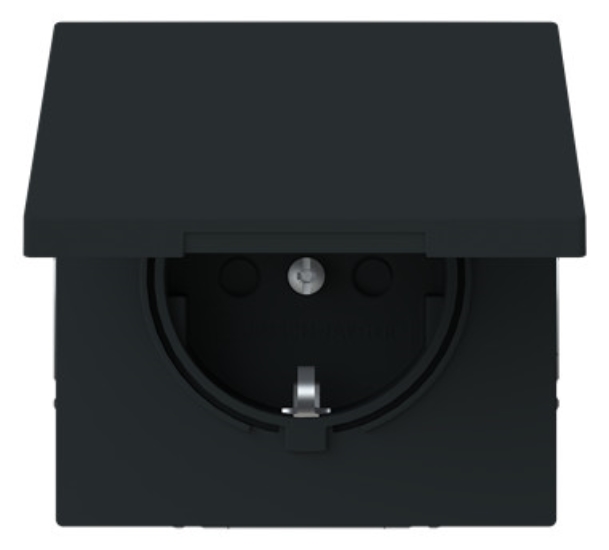 1St. Busch-Jaeger 20 EUKB-45M SCHUKO® Steckdose Safety+, schwarz matt mit Klappdeckel Busch-art linear® schwarz matt 2CKA002018A1578