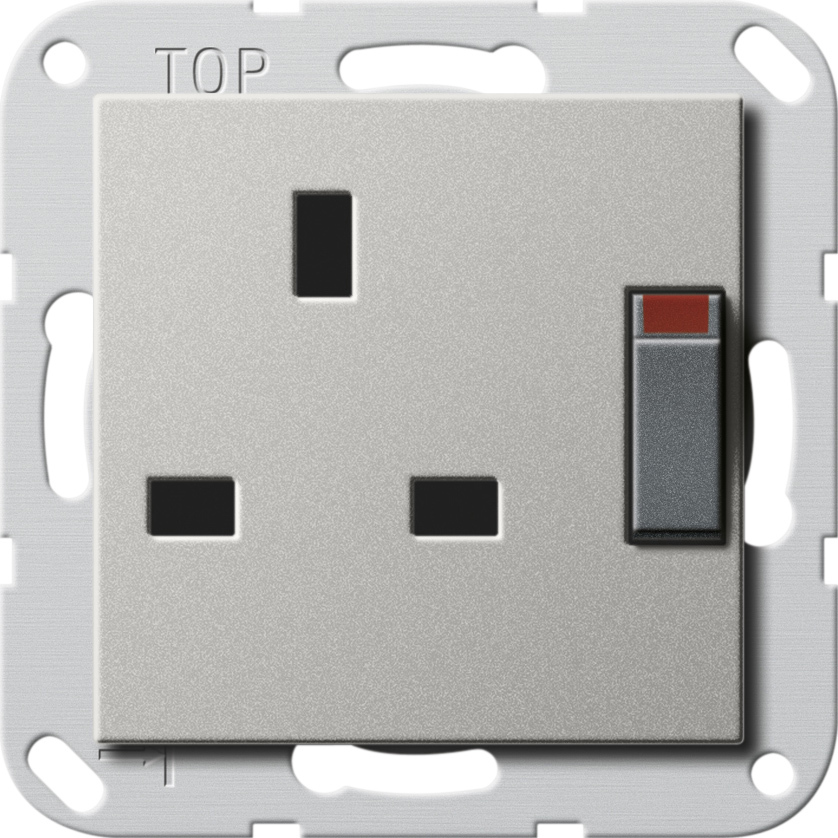 1St. Gira 2778600 Steckd. BS 13 A gesch. + SH System 55 Edelstahl(lack.)