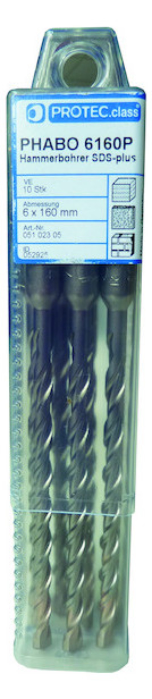 1St. Protec.class PHABO6160P Hammerbohrer SDS-Plus 6x160mm 10er Pack