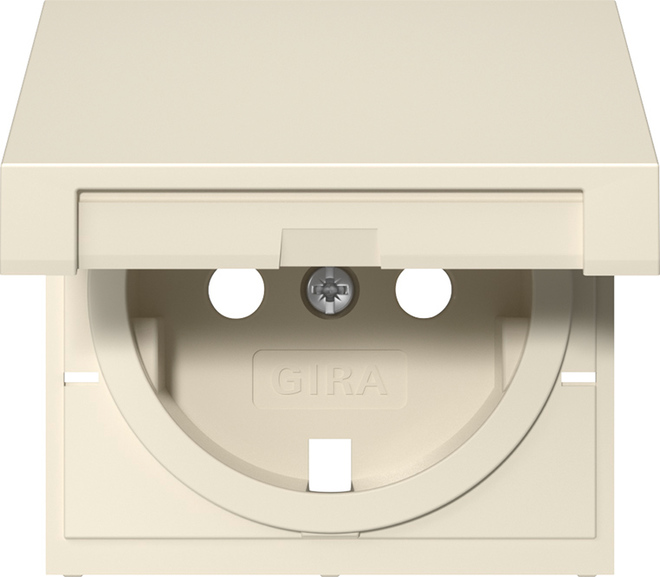 1St. Gira 492201 Abdeckung für SCHUKO-Steckdose 16A 250V mit Klappdecke, Cremeweiß glänzend
