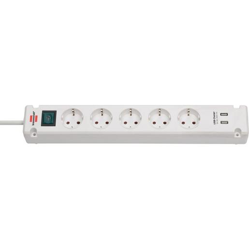 1St. Brennenstuhl 1150660325 Bremounta Steckdosenleiste mit USB-Ladefunktion 5fach schwarz 3m H05VV-F 3G1,5 mit Schalter