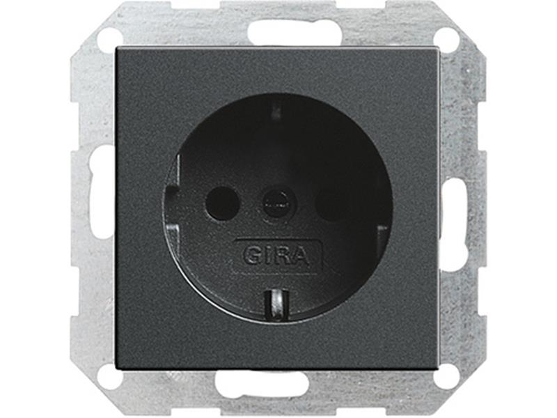 1St. Gira 046628 Schuko Steckdose ohne Kralle System 55 Anthrazit