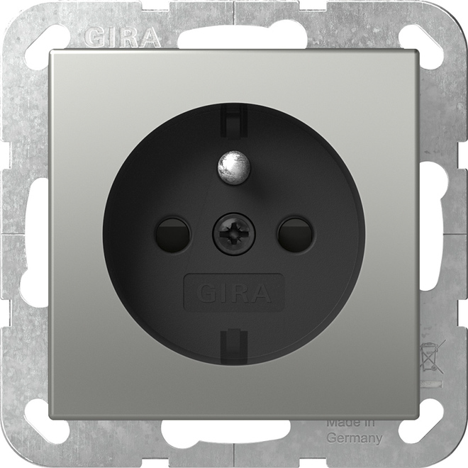 1St. Gira 4485600 Steckdose mit Erdungsstift 16A 250V und Shutter, Edelstahl