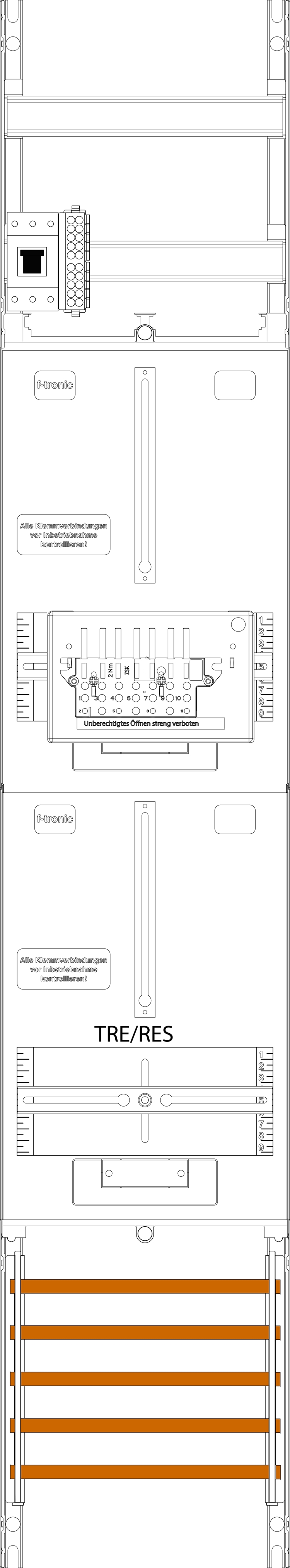 1St. F-Tronic ZR6-ZSK-HSP Zählerfeld ZR6-ZSK-HSP, 1-feldrig, H=1350mm, 1-3.HZ, 1 ZSK-Set, 1 HSP, 1 TRE 7143502