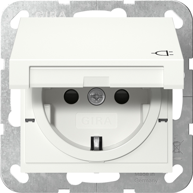 1St. Gira 441403 SCHUKO-Steckdose 16A 250V mit Klappdeckel und Shutter, Reinweiß glänzend 1St. Gira 441427  Steckdose 16A 250V mit Klappdeckel und Shutter, Reinweiß seidenmatt
