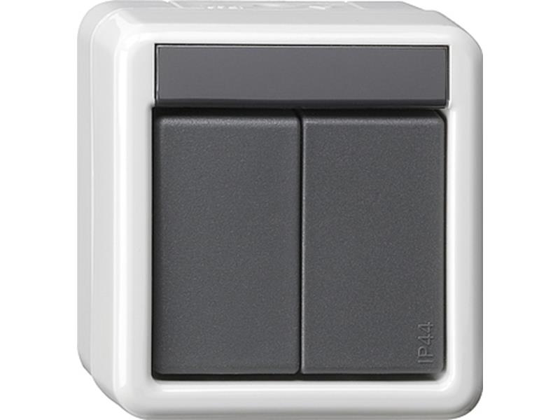 1St. Gira 516230 KNX Taster-BA 2fach 2-Punkt WG AP Grau