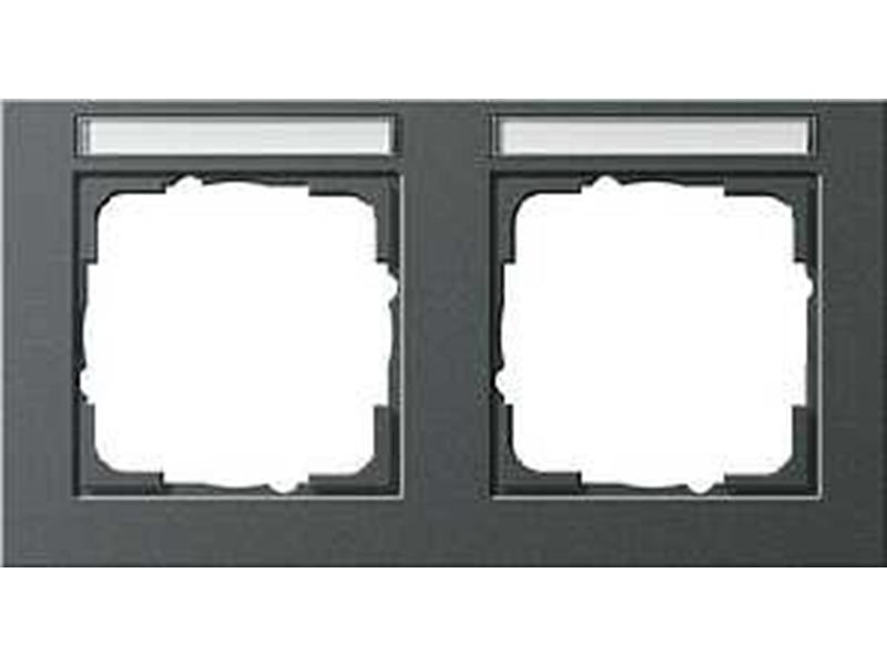 1St. Gira 109223 Abdeckrahmen 2fach waager. mit Beschriftungsfeld E2 Anthrazit