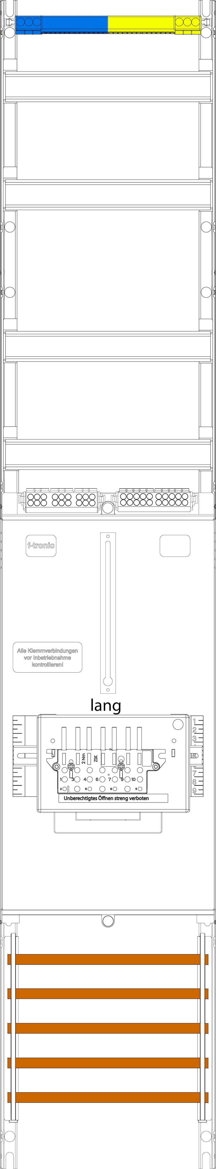 1St. F-Tronic VZ6L-ZSK Zählerfeld VZ6L-ZSK, 1-feldrig, H=1350mm, 1-3.HZ lange Kabel, 1 ZSK-Set, Vert. 2r 7143451